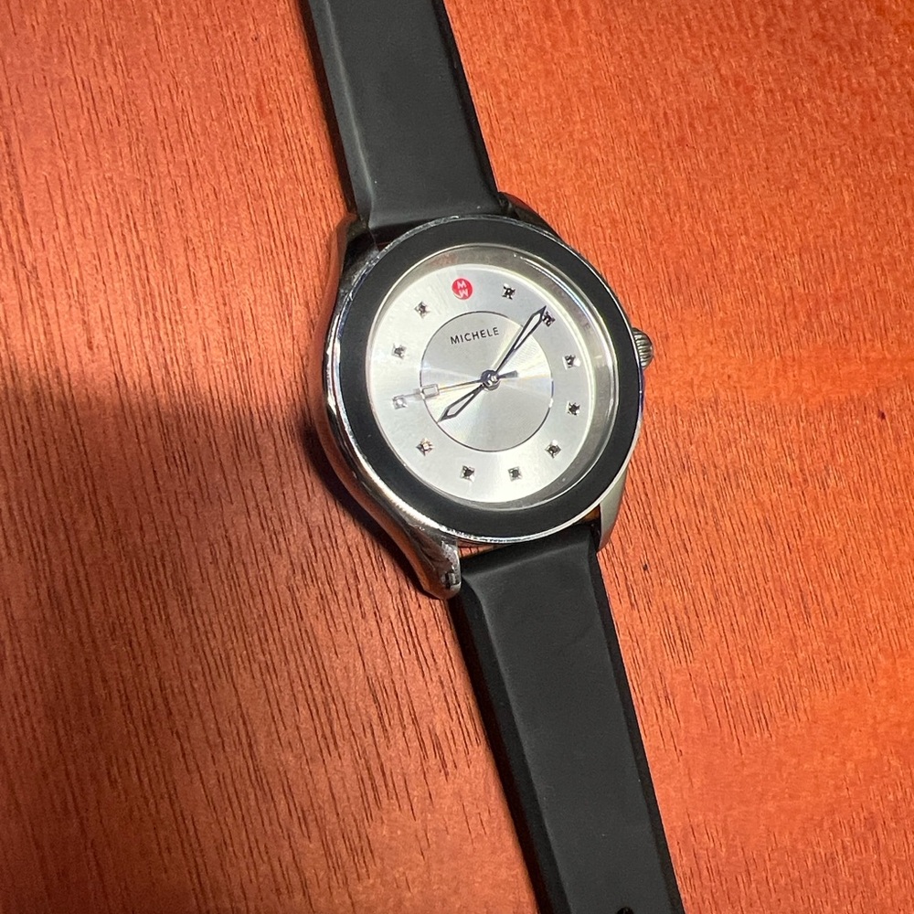 Michele Classic Silicone silver watch
